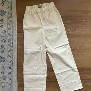 Cream Elastic Waist Pants